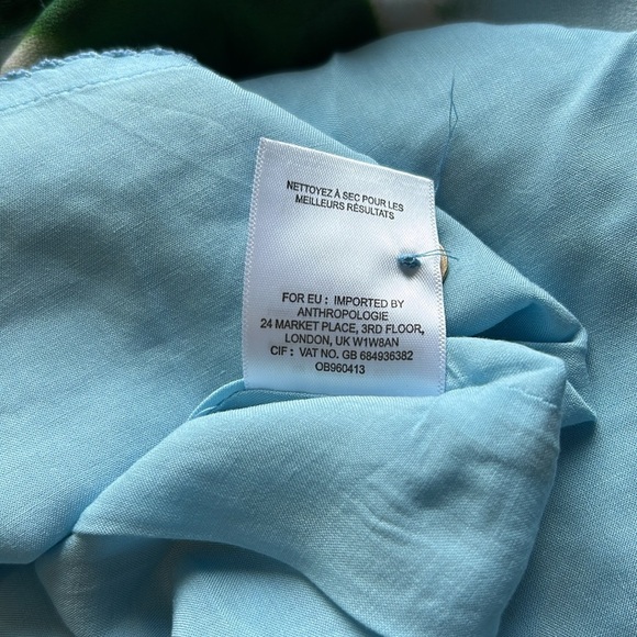 Anthropologie Photorealistic Silk Dress Duchess de Nemours peonies blue Sz 6 - Picture 12 of 16